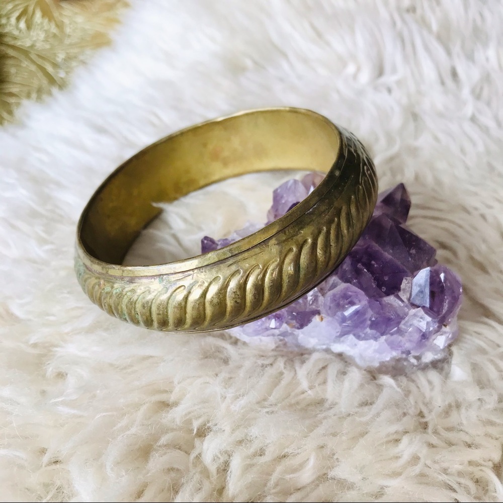 Chunky vintage brass bangle